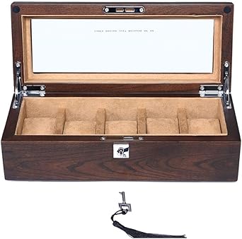 5 Grid Caja De Relojes, Madera 5 Reloj Caja De Almacenamiento ...