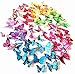 PrettyFNT 72PCS 3D Colorful Butterfly Wall Stickers,DIY Art Decoration Crafts for Classroom Office Bedroom Bathroom Living Room with Magnets and Glue Sticker Set
