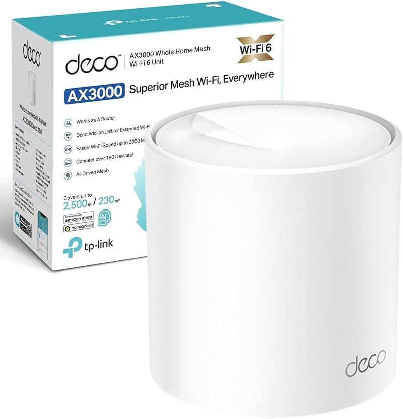 TP-Link Deco WiFi 6 Dual Band Mesh Router 2402Mbps Extender 230m2 Add-on