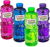 Little Kids Fubbles No-Spill bubbles - Solution Refill Bottle with Wands for Tumbler Toys, Machines, Bubble Guns and Mowers - 32 Ounce Jumbo Wand Included, Assorted Colors
