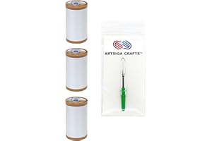 COATS & CLARK INC. Coats & Clark Sewing Thread Machine Quilting Pure Egyptian Cotton Thread 350 Yards (3-Pack) White Bundle with 1 Artsiga Crafts Seam Ripper S975-0100-3P
