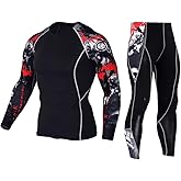 Workout Set Compression Shirt Pants Top Long Sleeve Sports Tight Base Layer Quick Dry & Moisture-Wicking