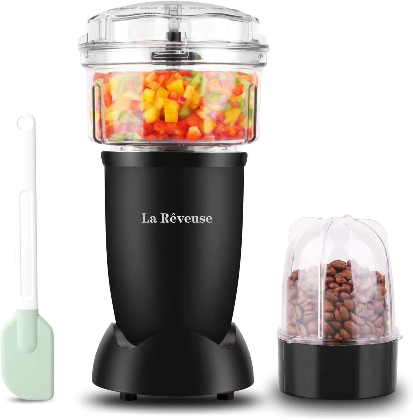 La Reveuse 2-Cup Food Processor & Vegetable Chopper & Food Grinder,250 Watts, for Dicing, mincing,Chopping,Puree,Grinding,Silver (Black)