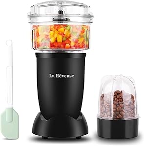 La Reveuse 2-Cup Food Processor & Vegetable Chopper & Food Grinder,250 Watts, for Dicing, mincing,Chopping,Puree,Grinding,Silver (Black)
