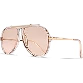 GUVIVI Oversized Aviator Sunglasses for Women Men 2026 70s Retro Gold Metal Sun Glasses Tangle Free Square Aviators