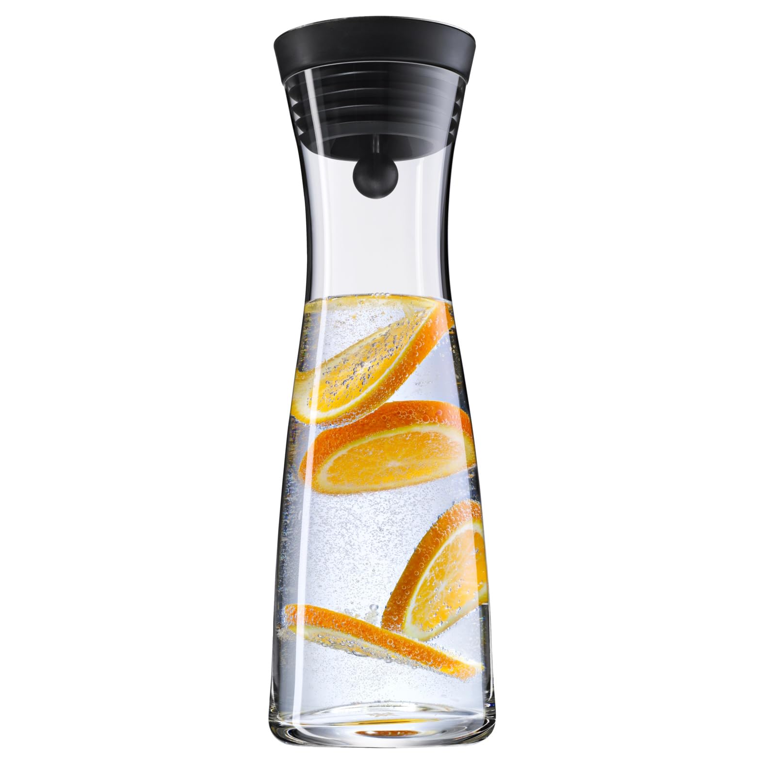 WMF Basic Wasserkaraffe aus Glas, 1 Liter, Glaskaraffe mit Deckel, Silikondeckel, CloseUp-Verschluss 6