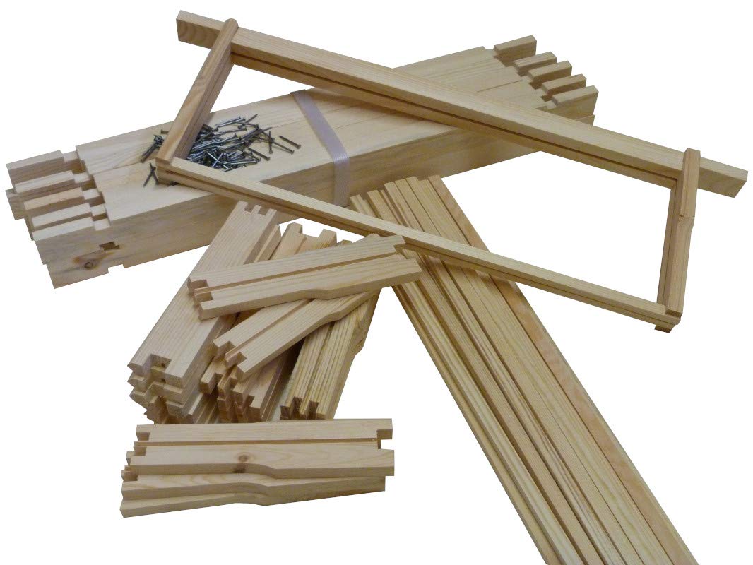 AGS National Super Beehive Frames SN4 (10 Pack) – 1st Grade Pine, Self-Spacing Hoffman Frames with Pins – British National & WBC Compatible