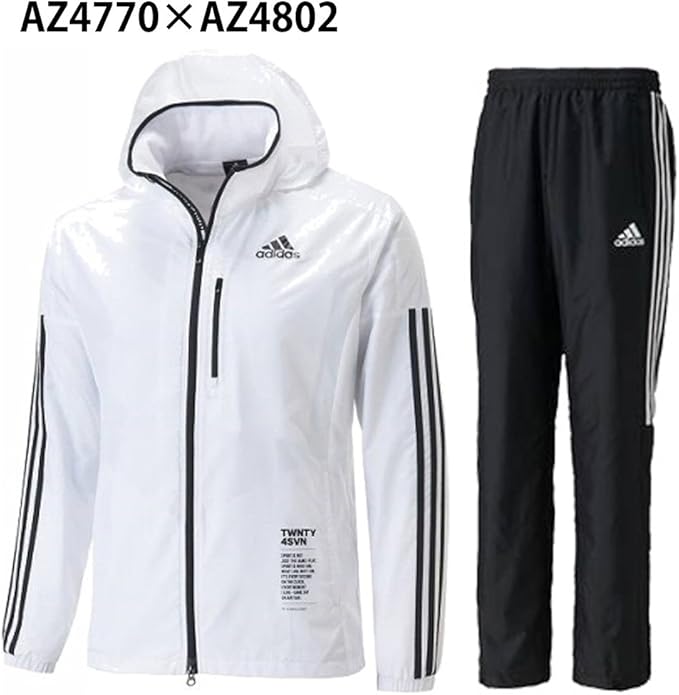 Amazon Adidas 24 7 裏起毛 ウィンドブレーカー ジャケット パンツ 上下 Bv992 Az4770 Bv997 Az4803 ホワイト ブラック L フィットネス トレーニング ジャケット 通販