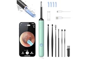 AIFINI Ear Wax Removal Tool Camera with 4 Ear Spoon - Ear Cleaner with 1080P HD Camera - Earwax Removal Kit with Camera - Ear Camera for iOS & Android (Lake Green)