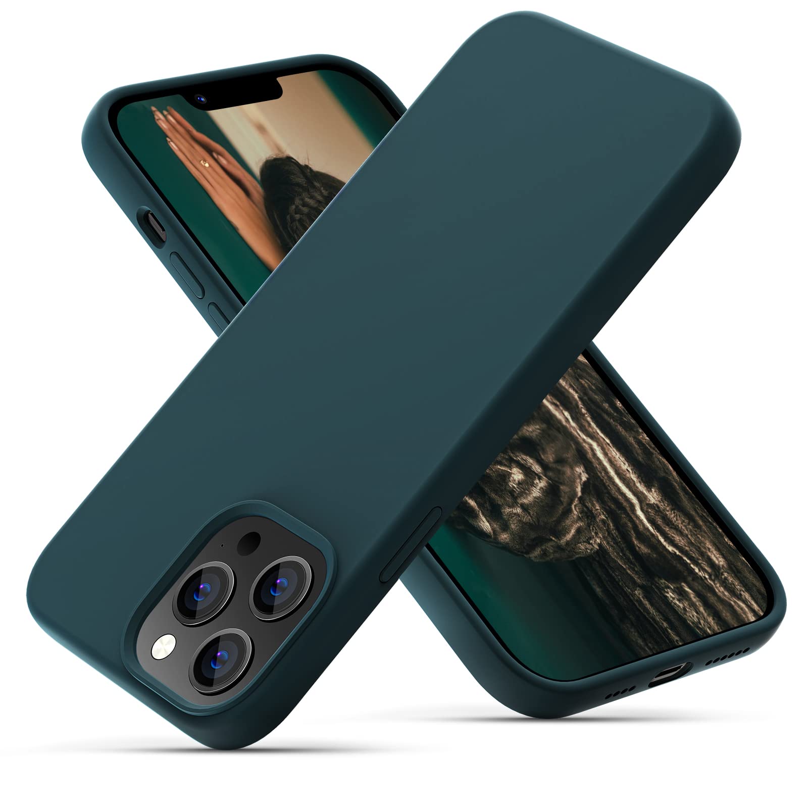 OIIAEE Silicone Case Designed for iPhone 13 Pro Max Case, Ultra Slim Shockproof Protective Liquid Silicone Phone Case with Soft Anti-Scratch Microfiber Lining, 6.7 inch, Teal