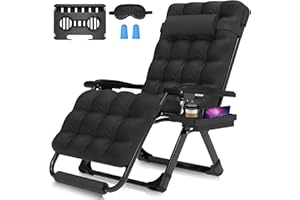 Suteck Oversized Zero Gravity Chair,29In XL Lounge Chair w/Removable Cushion&Headrest, Reclining Camping Chair w/Upgraded Lock and Footrest, Reclining Patio Chairs Recliner for Indoor Outdoor
