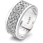 Shinkhis Celtic Knot Ring 925 Sterling Silver Adjustale Vintage Oxidation Bands Ring Delicate Fathers Day Gift for Men Women