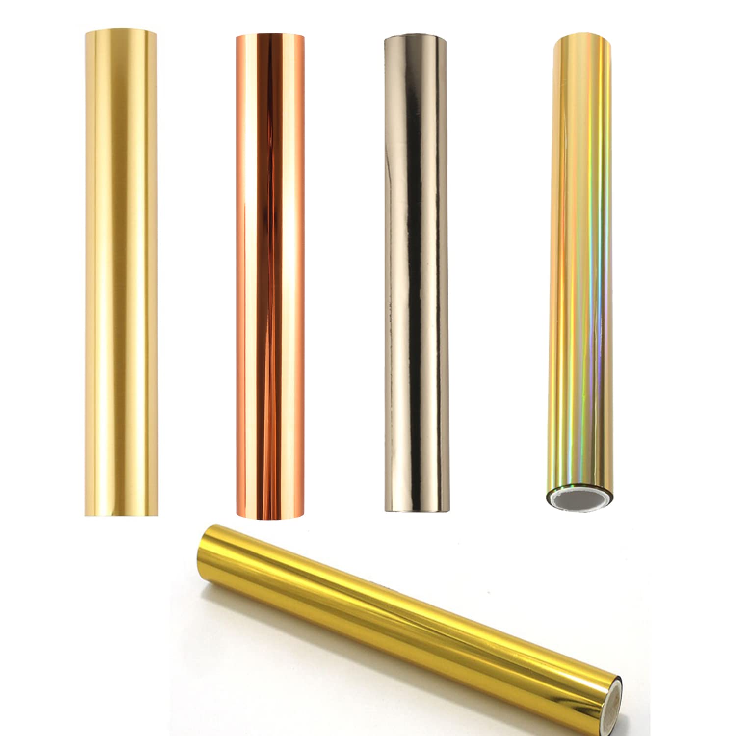 5Pcs Glimmer Hot Foil - Metallic Variety Beautiful Diamond Color, 19Cmx5 Meters Fiver Rollers Hot Stamping Foil for Scrapbooking Paper Crafts