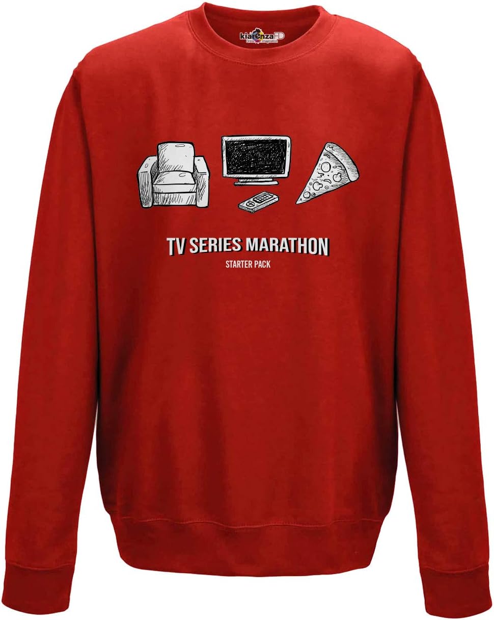 KiarenzaFD Sweatshirt Crew Neck TV Series Maratona Binge Watching Nerd Parody Netflix Red