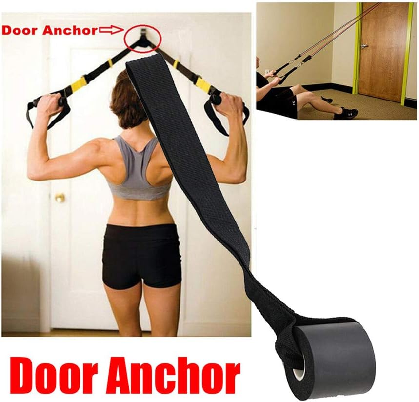 Foam Door Anchor for Resistance Band Tube Doorway Muscle Building Strength Train Sports Stretching Yoga Strap (Black)