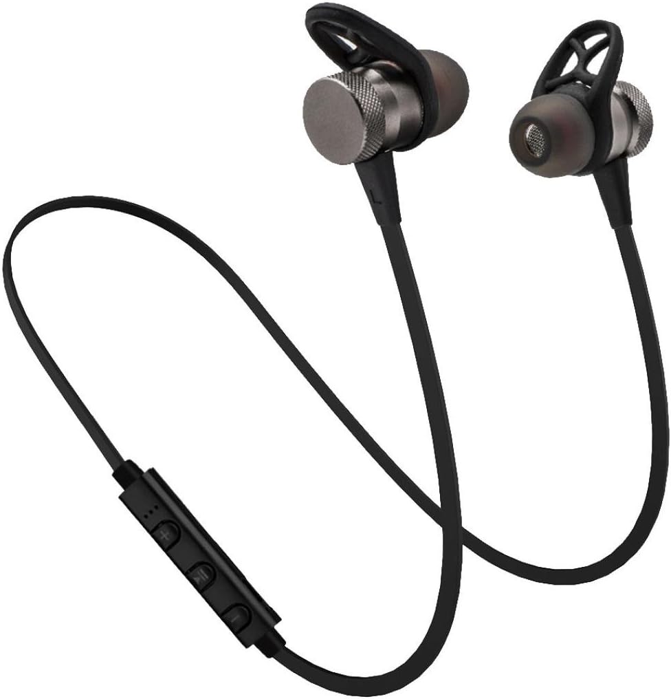 GBSELL Stereo Metal Magnet Wireless Bluetooth Headset Headphone Earphone For iPhone Samsung (Gray)