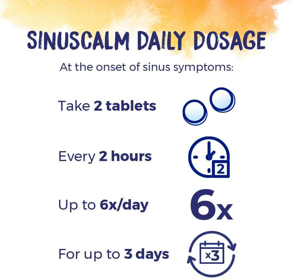 Boiron Sinuscalm Sinus Relief Medicine, Tablets for Runny Nose, Congestion, Sinus Pressure, Headache, 60 Tablets, Non-Drowsy, 60 Count: Health & Personal Care