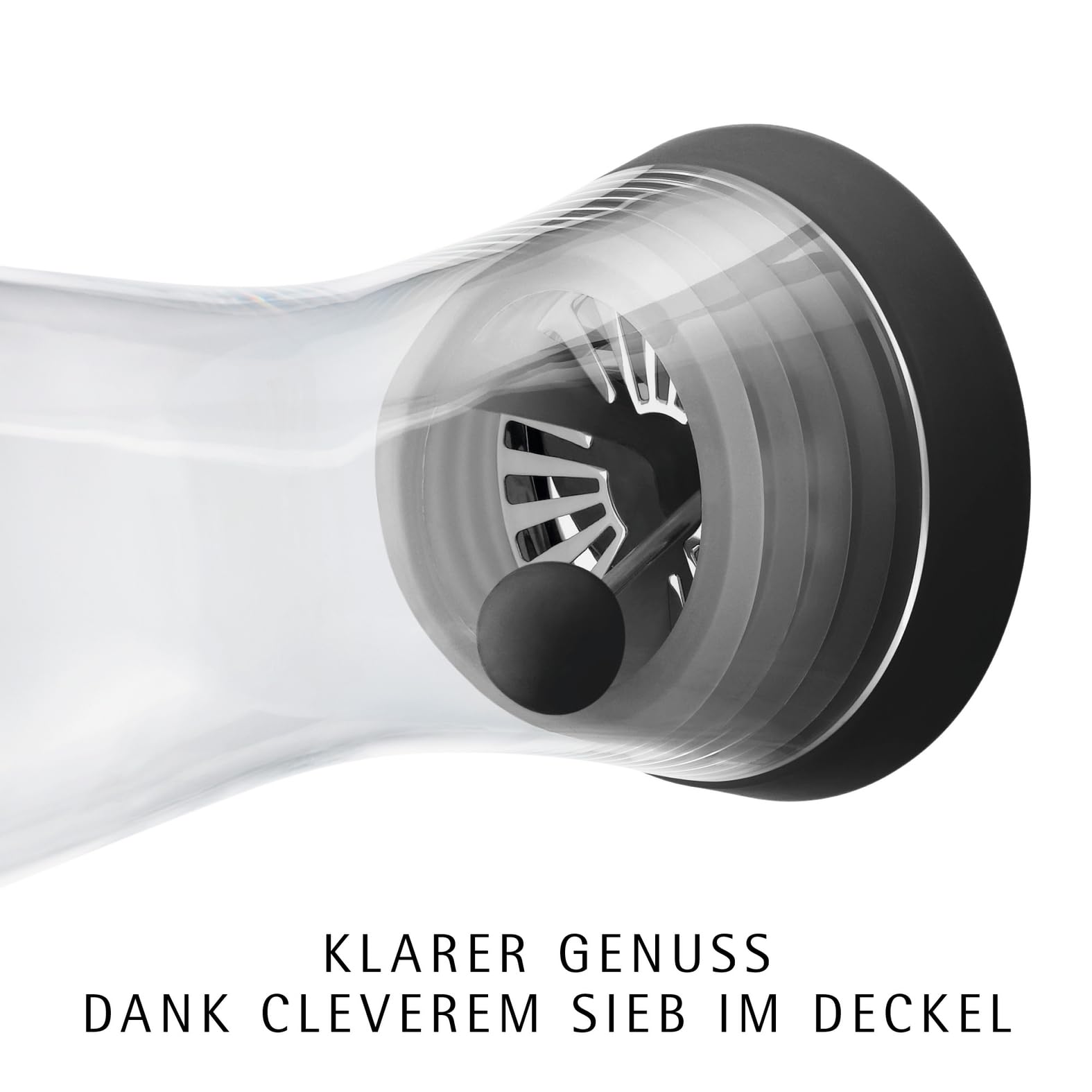 WMF Basic Wasserkaraffe aus Glas, 1 Liter, Glaskaraffe mit Deckel, Silikondeckel, CloseUp-Verschluss 5