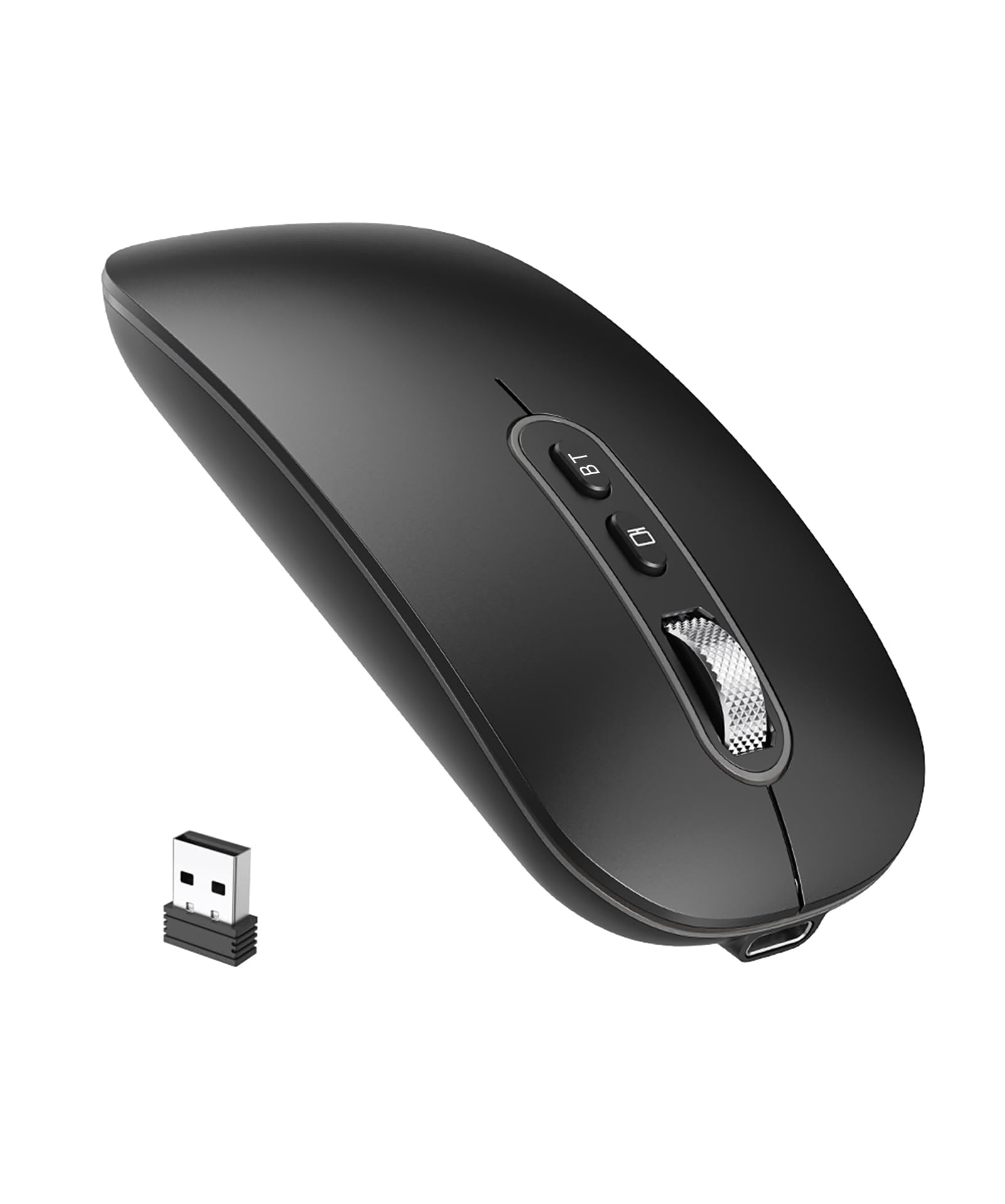 cimetech Bluetooth Maus 5.1+2.4G Dual Aufladbar Leise Slim für Mac/PC/iPad