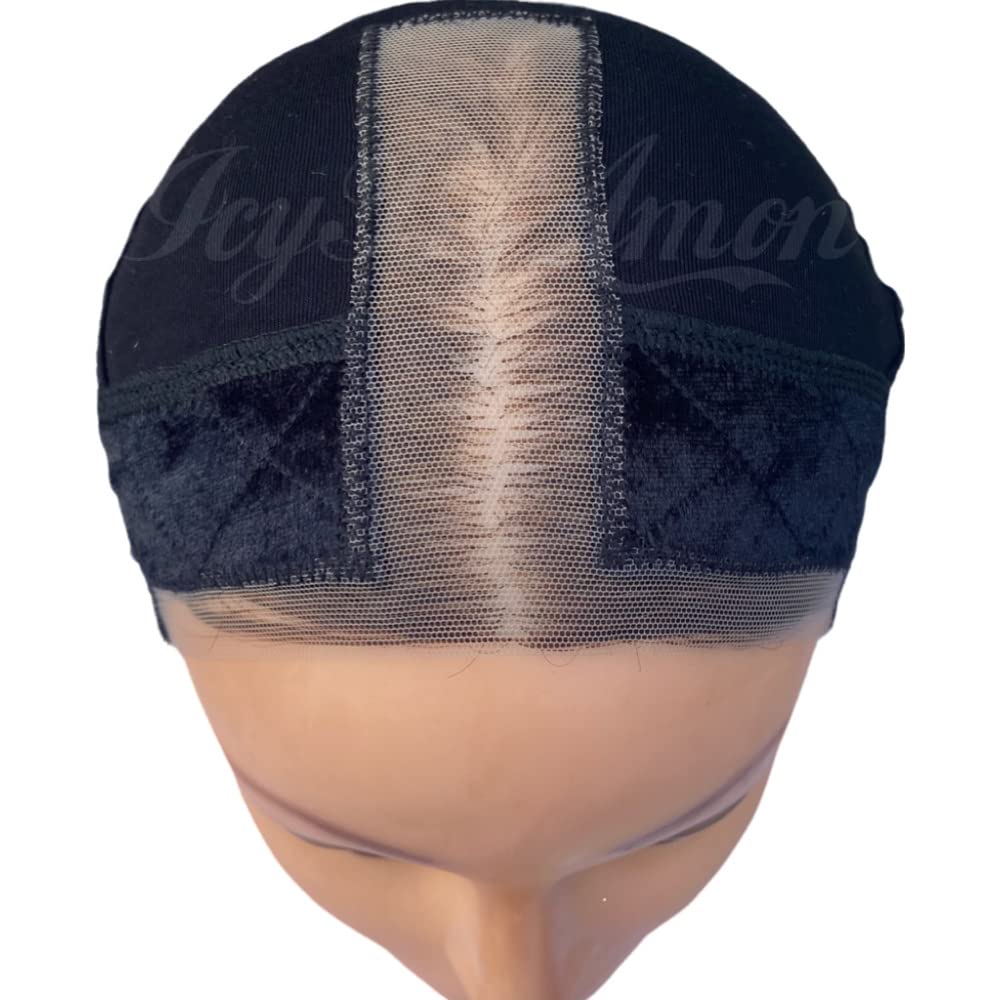 ICYBYAMON Lace Grip Cap 2-in-1 Wig Grip Cap For Lace Wigs and Frontals, Reinforced Swiss Lace (Black)