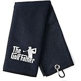 DYJYBMY The Golf Father Funny Golf Towel, Embroidered Golf Towels for Golf Bags with Clip, Golf Gifts for Men, Birthday Gifts for Golf Fan, Retirement Gift, Dad Golf Towel
