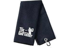 DYJYBMY The Golf Father Funny Golf Towel, Embroidered Golf Towels for Golf Bags with Clip, Golf Gifts for Men, Birthday Gifts for Golf Fan, Retirement Gift, Dad Golf Towel
