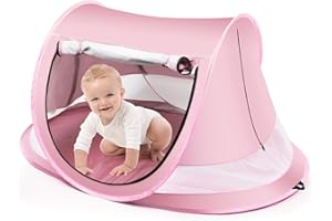 KAPEAZO Baby Beach Tent,Large Pop Up Beach Tent Sun Shade for Beach,Portable Baby Travel Tent with Mosquito Net,Indoor Baby Play Tent,UPF 50+ UV Protection Sun Shelters for Infants