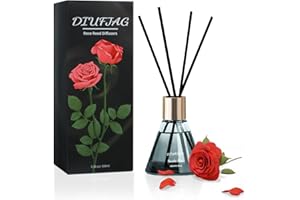 DIUFJAG Nordic Rose Reed Diffuser with 8 Black Fiber Sticks,3.38 oz Scent Diffuser for Home Shelf Decor,Last Up 30 Days