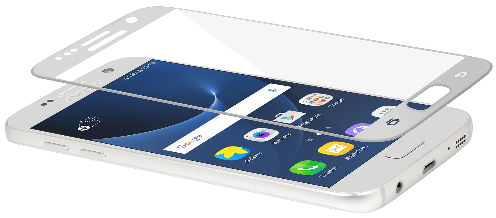 StilGut Samsung Galaxy S7 Screen Protector, 3D Curved Tempered Glass for Galaxy S7 with Full Screen and Edges Coverage, Anti-Scratch, Most Durable and Ultra Clear, Silver Frame