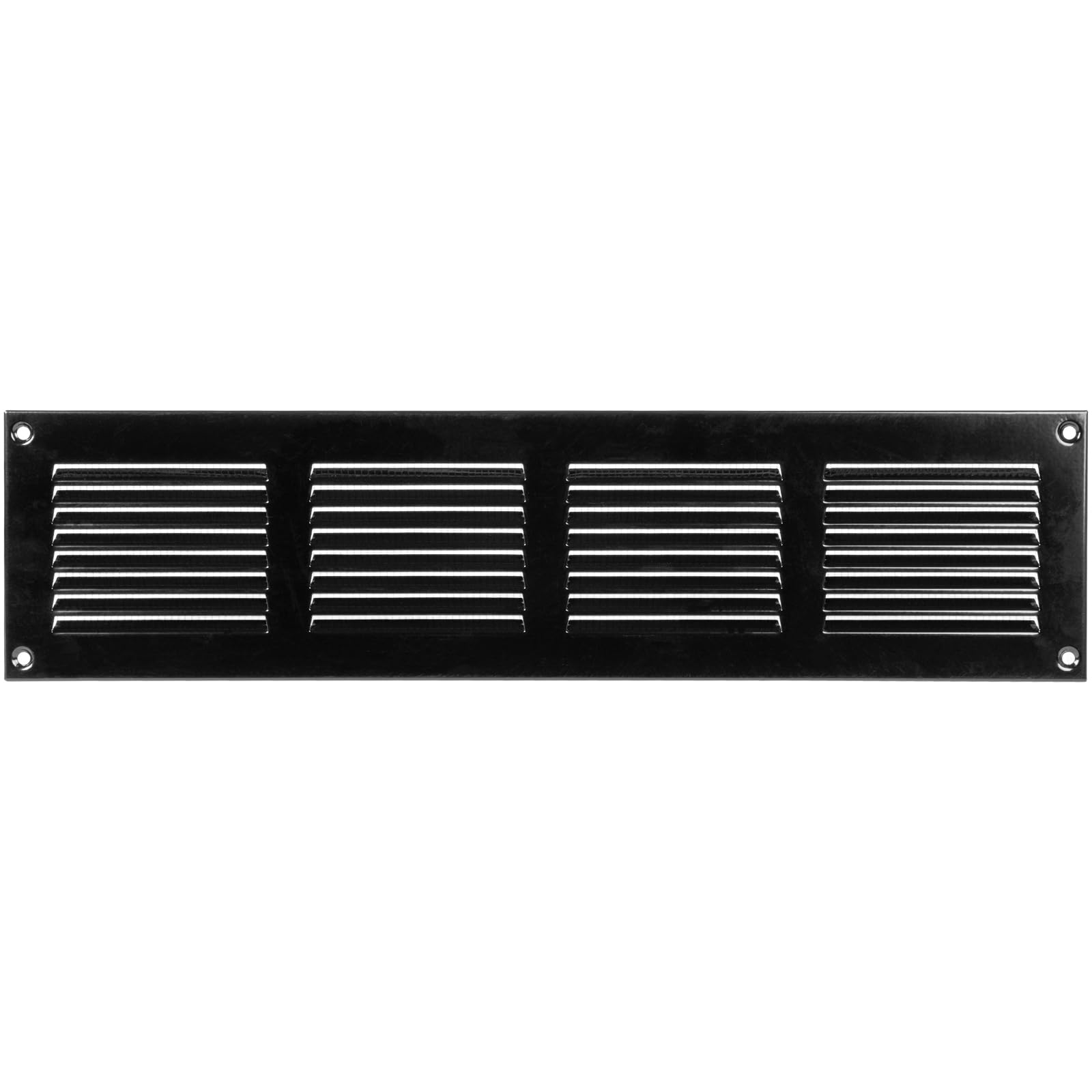 Vent Systems 400 x 100 mm / 16" x 4" Inch - Air Vent Cover - Black - Metal Air Return Grill with Built in Pest Guard Screen HVAC Vent Cover for Home Improvement Vent Duct Cover — image 1