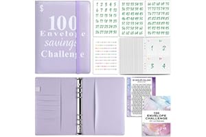 TOBATOBA 100 Envelopes Money Saving Challenge, A5 Savings Challenges Book with Envelopes, Cash Envelope Challenge Binder Savings Binder Kit, Easy and Fun Way to Save $5,050, Purple