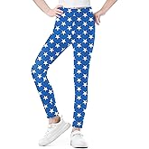 IIMMER Girls Halloween Party Skinny Leggings Cute Printed Weman Tights Blue & White Stars 11-12 Years