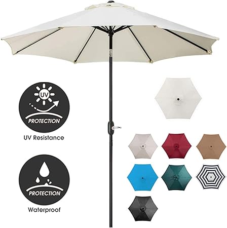 Fade Resistant Water Proof Patio Table Umbrella Polyester Aluminum Alloy Pole Tilt Button Outside Table Umbrella Black Uhinoos 9 Ft Patio Umbrella Outdoor Umbrella With Crank And 8 Ribs Umbrellas Shade Patio
