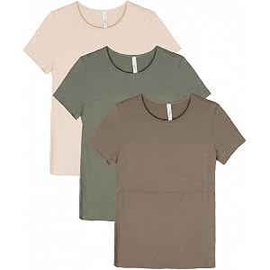 Sosolism Women’s Maternity Nursing Tops Breastfeeding 3-Pack S-XXL | Casual Comfort Regular Nursing Tshirt, Lift-up Access Di