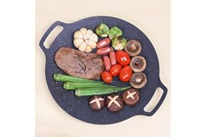Korean BBQ Grill, Korean Grill Pan, Crepe Pan, Korean BBQ Plate Barbecue Grill Non Stick Circular Frying Pan for Home Outdoor