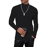 iudam Mens Mock Turtleneck Long Sleeve Slim Fit Shirts Basic Casual Undershirts Lightweight Pullover