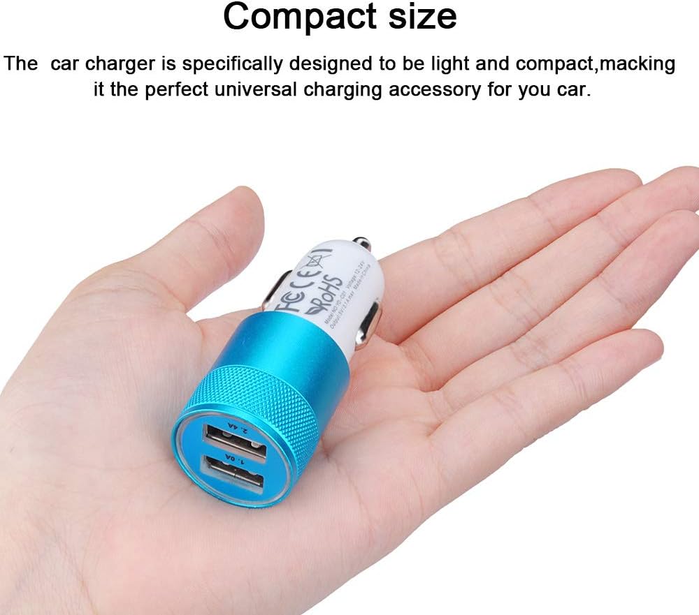 Car Charger,Sicodo 3.4A 2 Pack USB Smart Port Charger Compatible with iPhone X 8 7 6S 6 Plus, 5 SE 5S 5 5C,Galaxy S9 S8 S7 S6 Edge, Note 8 4, LG G6 G5 V10 V20,Nexus 5 X 6P,Pixel,iPad Pro Portable