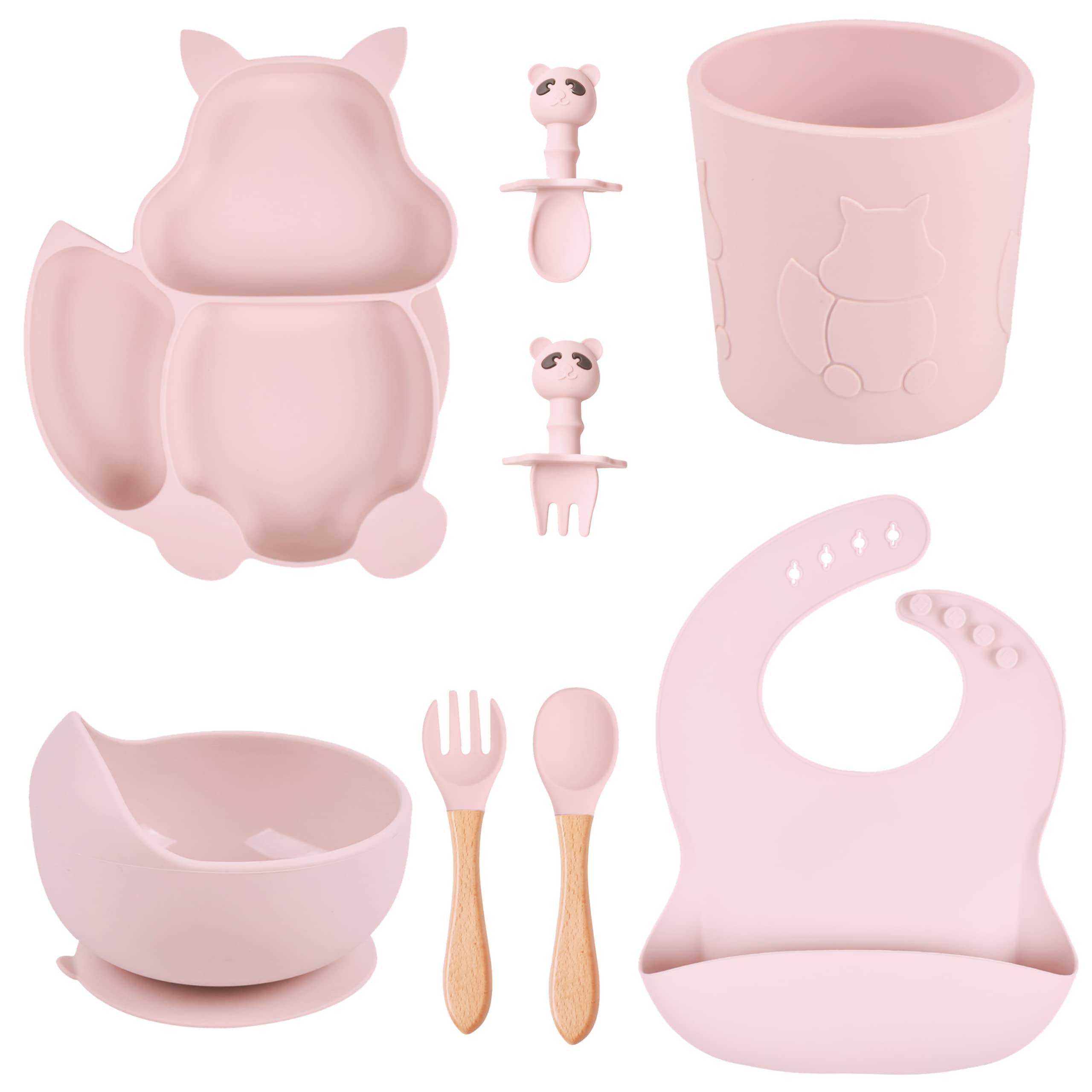 TudoBem Silicone Baby Weaning Set [8 Pieces] – Baby Feeding Set with Suction Plate, Weaning Bib, Baby Bowls, Baby Spoons & Forks, Training Cup – Perfect Newborn Baby Gift & Baby Essentials — image 1
