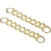 uxcell 2Pcs Purse Strap Extender 6.3-Inch, Bag Extender Chain Light Gold, Metal Bag Replacement Handbag Chain with Spring Buckle for Purse Handbags Shoulder Bag Decoration, 0.8 Width