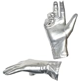 Seeksmile Adult Unisex Shiny Metallic Spandex Gloves Halloween Cosplay Costume Hand Accessories