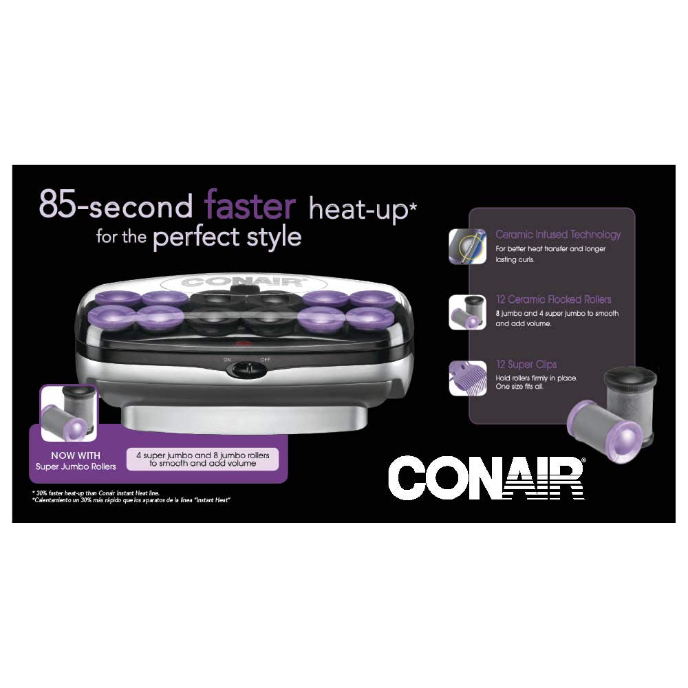 Conair Xtreme Instant Heat Jumbo And Super Jumbo Hot Rollers; Bonus Super Clips Included