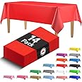 14 Pack Premium Red Plastic Tablecloth - 54 x 108 in. Disposable Rectangle Plastic Table Cloth - Decorative Rectangle Table Cover Smooth Tablecloth - Disposable Table Cloths For Parties, Weddings