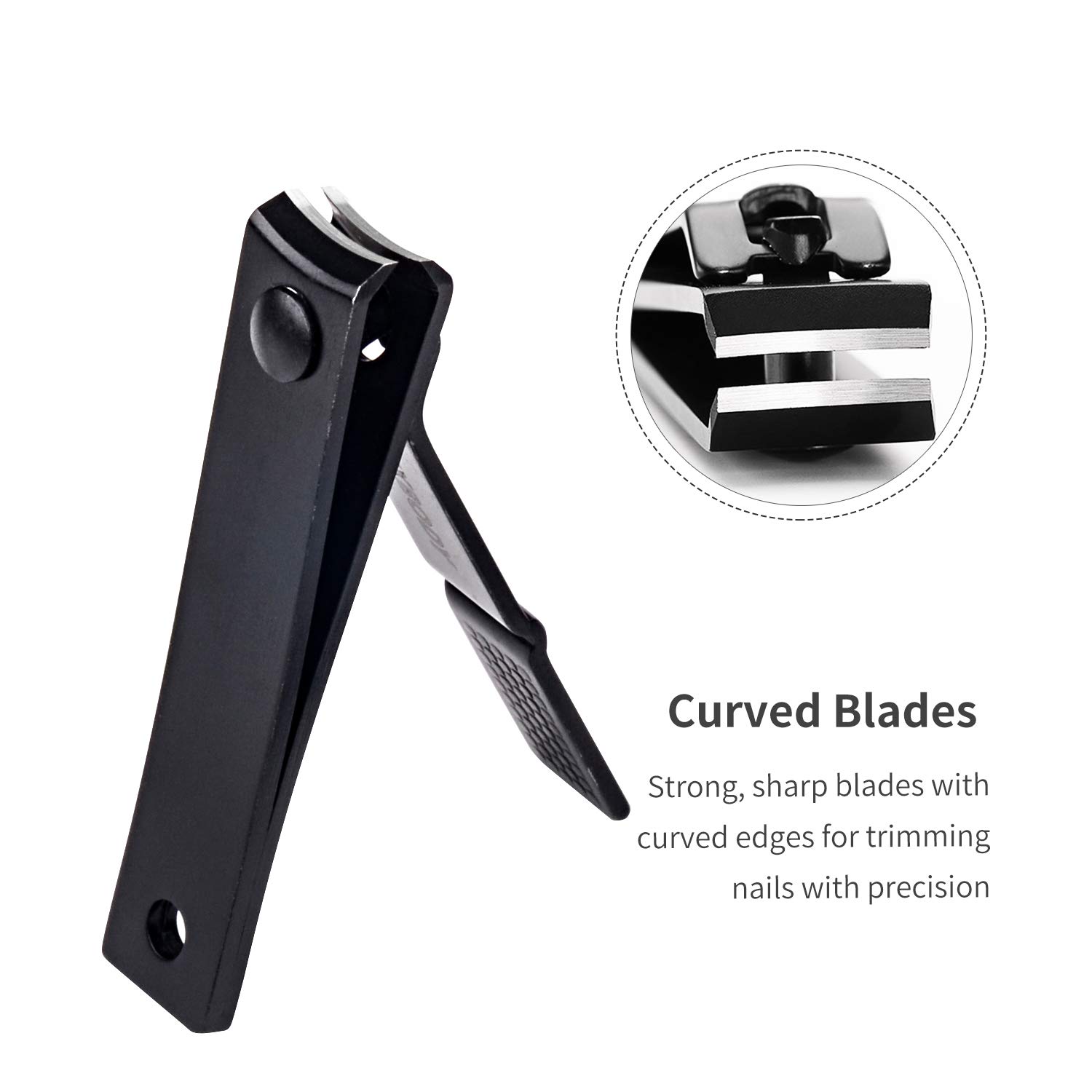 FIXBODY Nail Clipper Set – Black Stainless Steel Fingernails & Toenails Clippers & Nail File Sharp Nail Cutter with Leather Case, Set of 3 (Straight & Curved) : Beauty