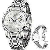 OLEVS Watches for Men Luxury Analog Waterproof Stainless Steel Casual Big Face Chronograph Classic Fashion Roman Numeral Quartz Date Men's Wrist Watches Reloj para Hombre