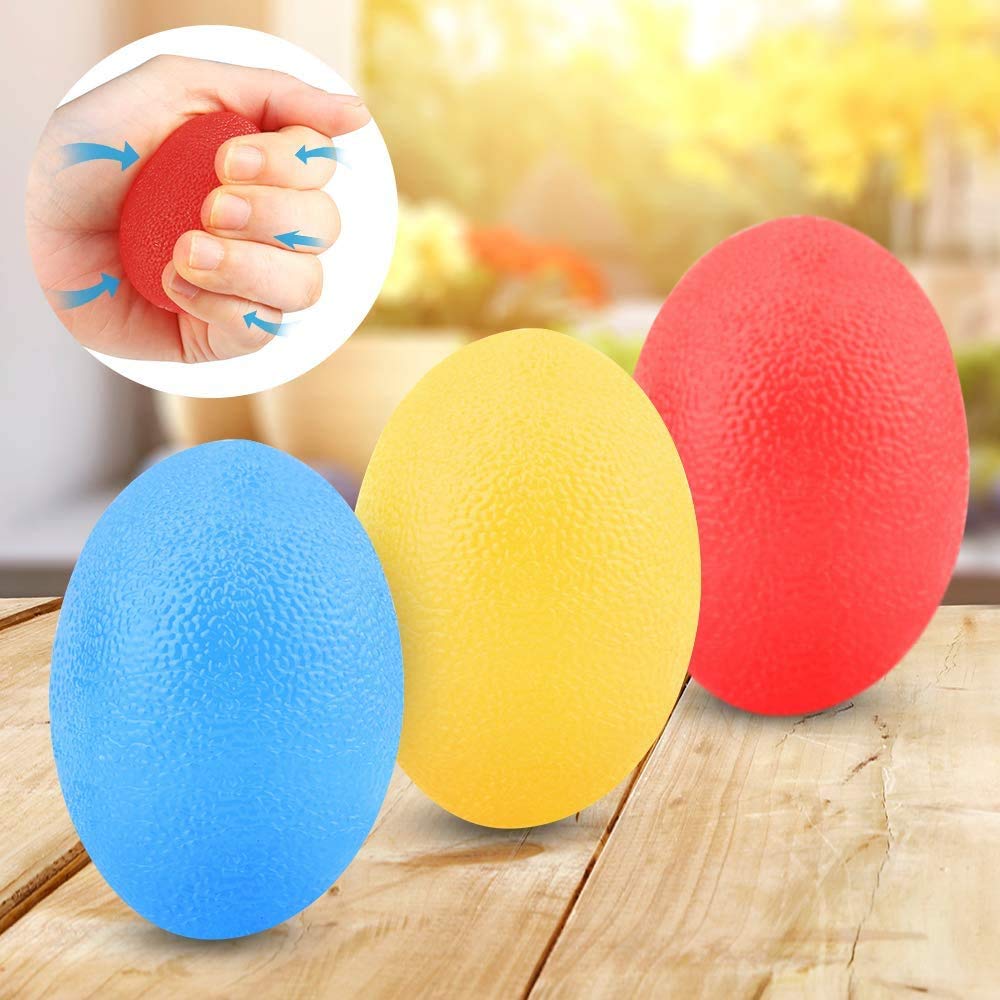 NC Hand Therapy Ball 3 Piece – Silicone Exercises Squeeze Balls for Rehabilitation, Physiotherapy, Finger Grip with 3 Resistance Levels to Build Muscle Random Colour