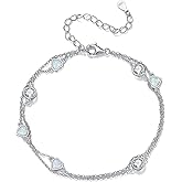 LUHE Opal Heart Bracelet for Women Sterling Silver Heart Bracelet Opal jewelry Gifts for Women