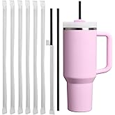 50Pcs Black Disposable Straws for 40 OZ Tumbler, 12 inch Extra Long Straws Disposable for Stanley 30 Oz 40 Oz Tumbler, Straw Individually Wrapped for Tumblers, Iced Coffee, Milk, Juice, Party Use