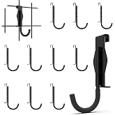 HUHOLE 12 Pack Heavy Duty J Shape Gridwall Hooks for 3 Inch Grid Panels | Vinyl Coated Metal Utility Hangers, Holds Up to 30 lbs, for Retail Display, Garage Storage and Tool Organization