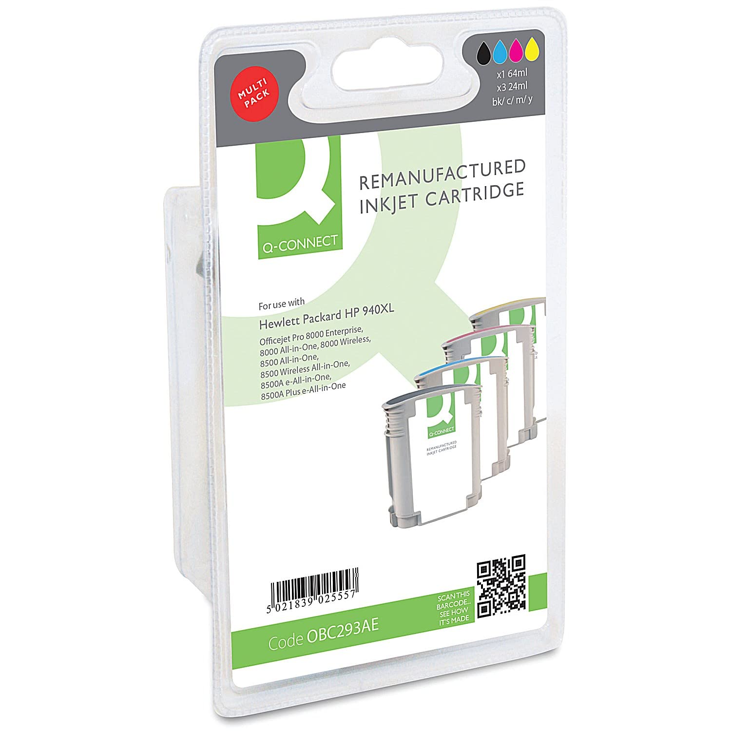 Q-Connect OBC293AE Compatible Inkjet Cartridge (Pack of 4)