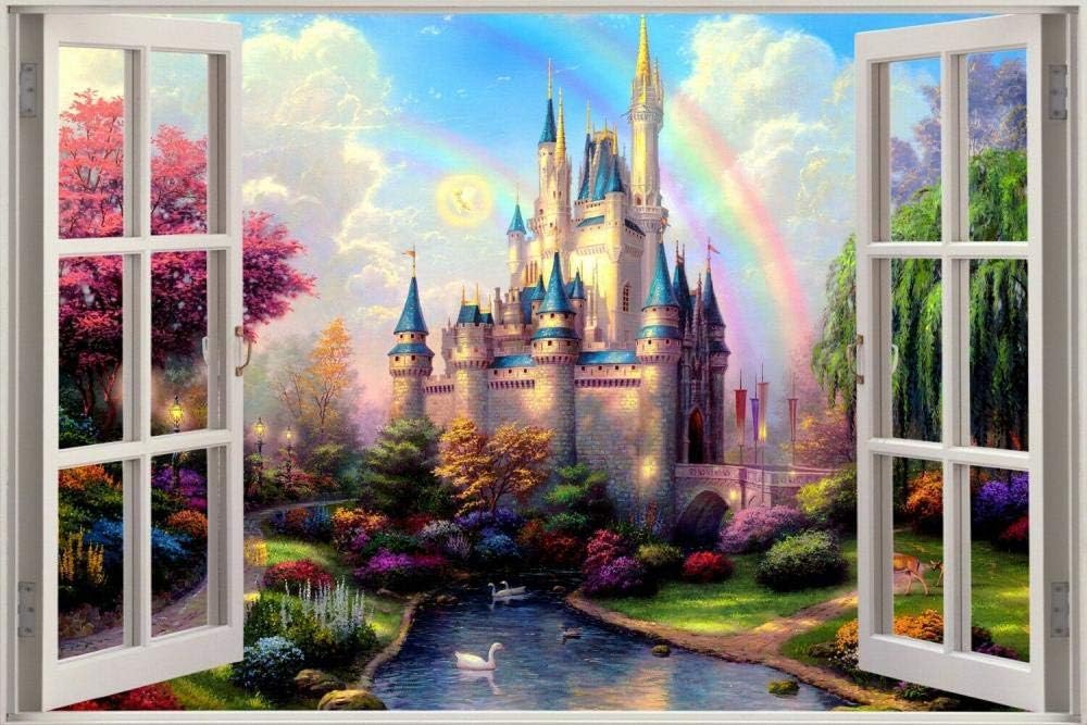 3D Silueta Calcomanías 15.7X23.6 Pulgadas，Princesa Del Castillo De